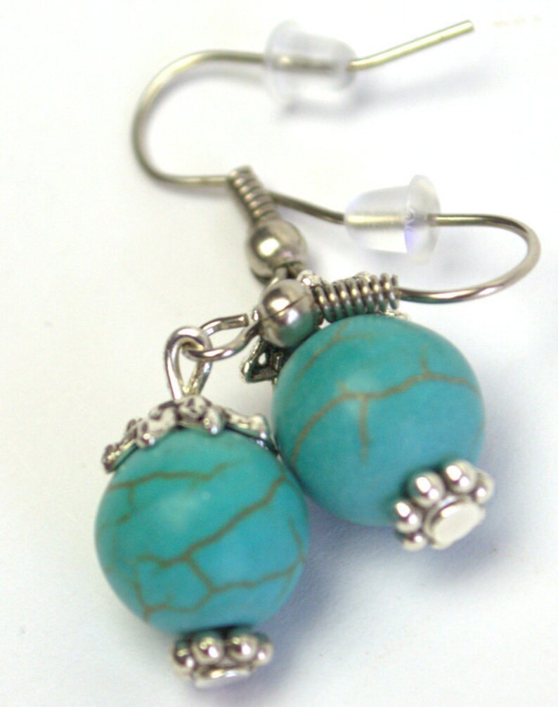 Natural Turquoise Drop Earrings Gemstone Jewelry Simple Dangle - Etsy