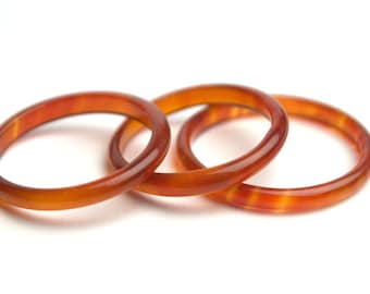 Carnelian Agate Band Ring: Carved Boho Stacking Ring