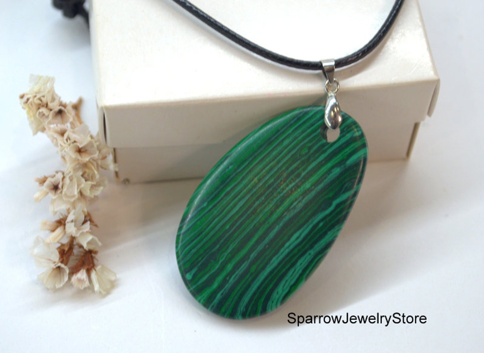 Genuine Malachite Pendant Necklace Real Green Malachite Large - Etsy