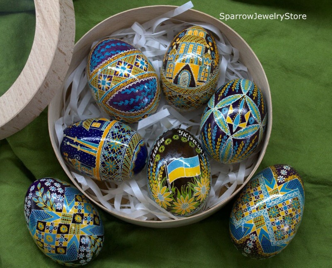 Traditional Ukrainian Easter Eggs Pysanky SET of 5 Goose High - Etsy