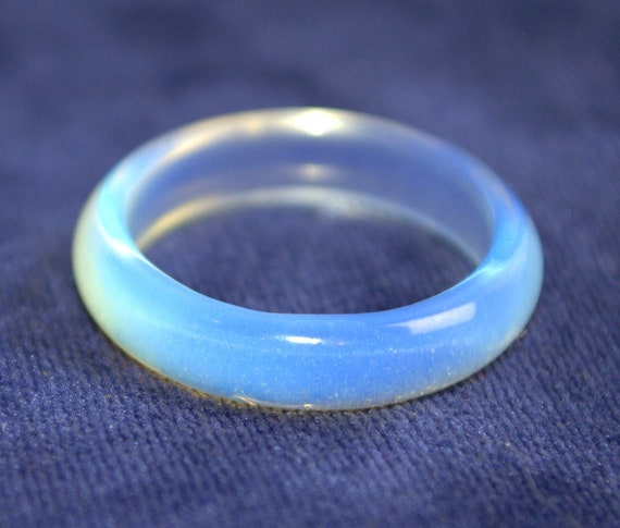 Natural Moonstone Wedding Ring Band Solid Stone Band Ring Clear