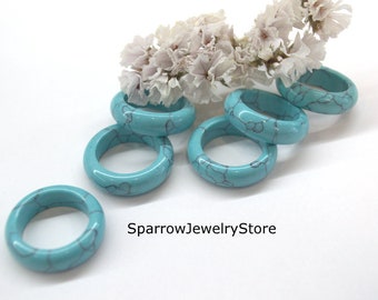 Blue Howlite Stone Ring: Turquoise Style Gemstone Band