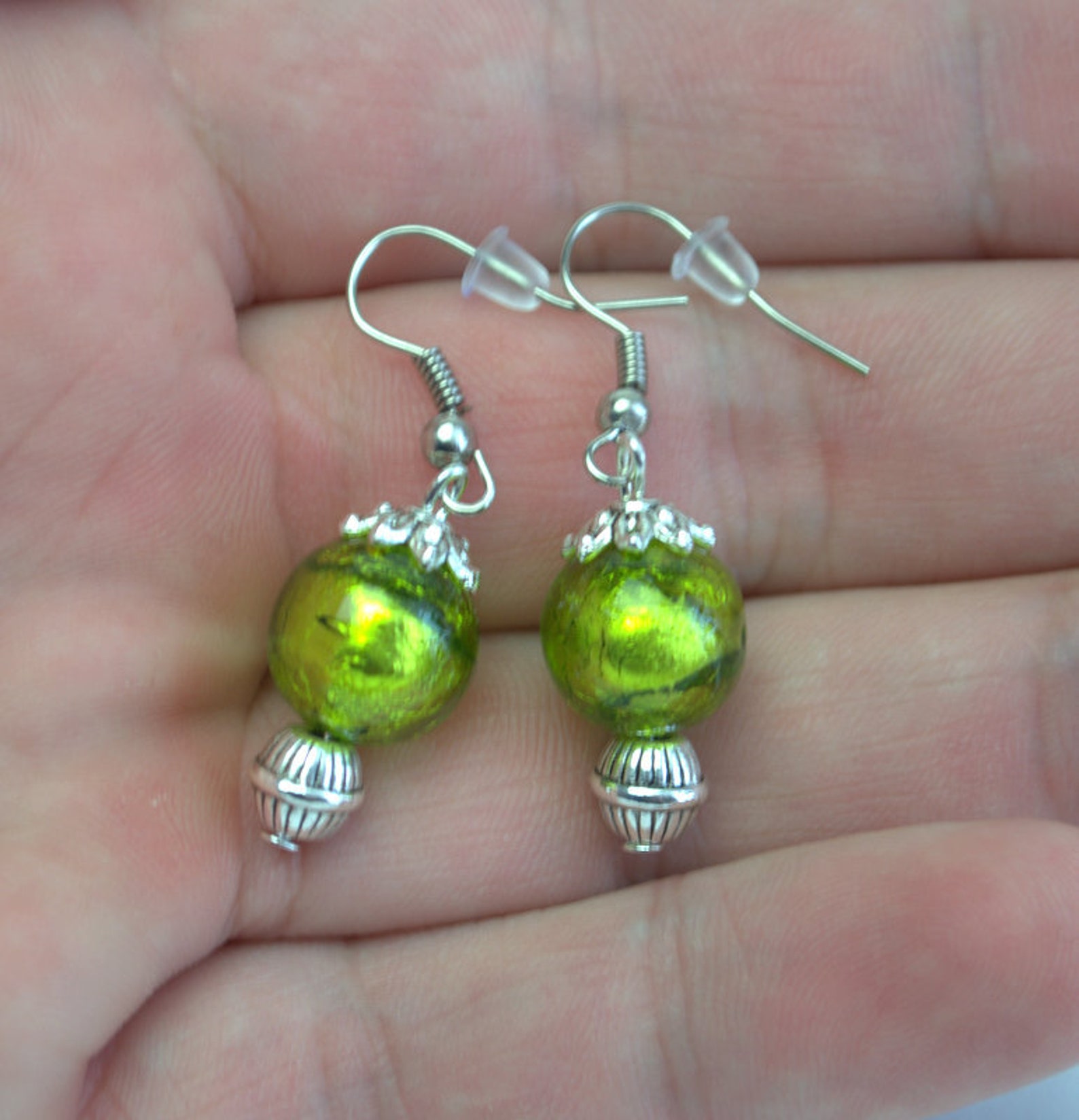 742 Glass earrings - Green