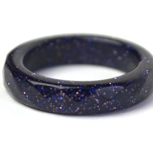 Blue Sandstone faceted ring Solid stone ring size 6 7 8 9 10 Carved gemstone asexual ring Healing stone jewelry Minimalist handmade jewelry