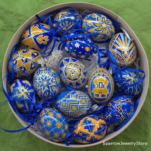 Set of 15 Chicken hand painted easter egg Traditional Ukrainian Easter eggs Pysanka Ukrainian souvenir Pysanky Easter gift idea for her mom