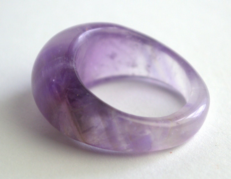 Carved amethyst ring Eastern style ring Stackable amethyst band…