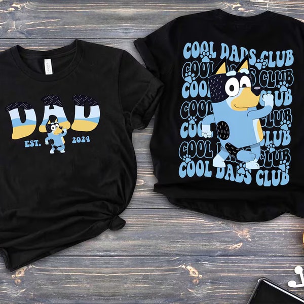 Bandit Bluey Cool Dads Club Two Sides Custom Shirt, Personalized Bluey Family Matching Shirt, Bluey Birthday Shirt, Bingo Bluey Shirt.