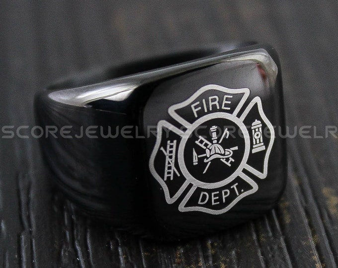 Fireman Ring, Fire Department Ring, Firefighter Ring, Stainless Steel Fire Department Ring Firefighter Ring Fireman Ring Red Center Groove