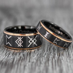 Viking Rings, Runes Rings, Nordic Rings, Couple Rings Couple Wedding Bands, Couple Jewelry, Black Wedding Rings, Black Wedding Bands