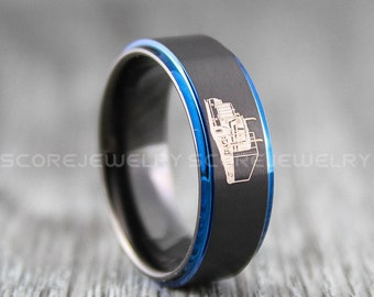LKW-Ring, LKW-Fahrerring, Trucker Ring, Trucker Rettungsring, LKW-Fahrer Schmuck, Trucker Schmuck, 8 mm schwarz Wolfram Ring