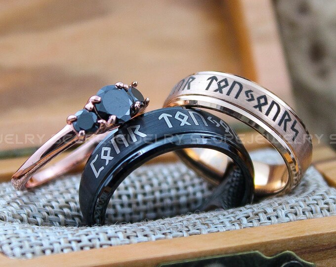 Viking Rings, Runes Rings, Norseman Rings, Couple Rings, Couple Wedding Rings, Couple Set Nordic Rings, Norsemen Ring, Nordic Runes Rings