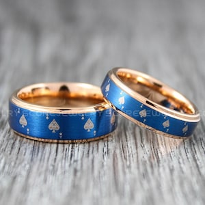 Anello In Acciaio Inox Placcato Oro Poker Asso Di Picche Anello Uomo Poker In Acciaio Inox Placcato Oro - Motivo Asso Di Picche, Fedina Nuziale, Misure 7-14 Tennis Argento - Foto 6