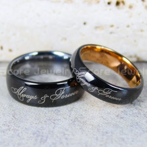 Couple Rings, Matching Rings, Couple Wedding Rings, Black Wedding Bands ...