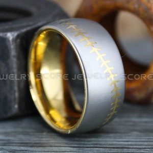Baseball Ring, Baseball Wedding Ring, 10mm Baseball Wedding Ring, Gold Wedding Band, 10mm Gold Wedding Ring, Baseball Jewelry