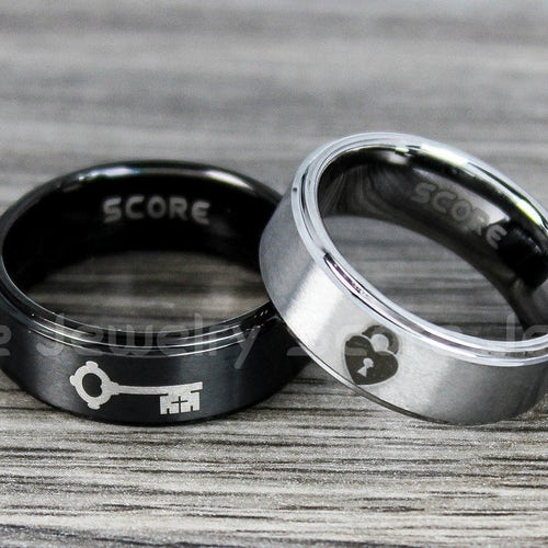 Lock and Key Rings Lock and Key Wedding Rings 2 Piece Couple Etsy