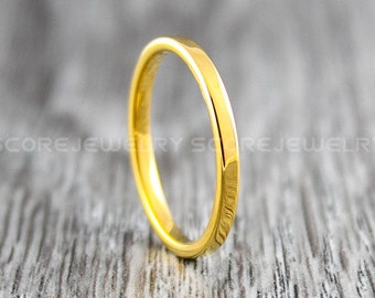 2mm Tungsten Band 2mm 14K Rose Gold Tungsten Band with Flat Edge and Custom Laser Engraving INSIDEOUTSIDE Ring