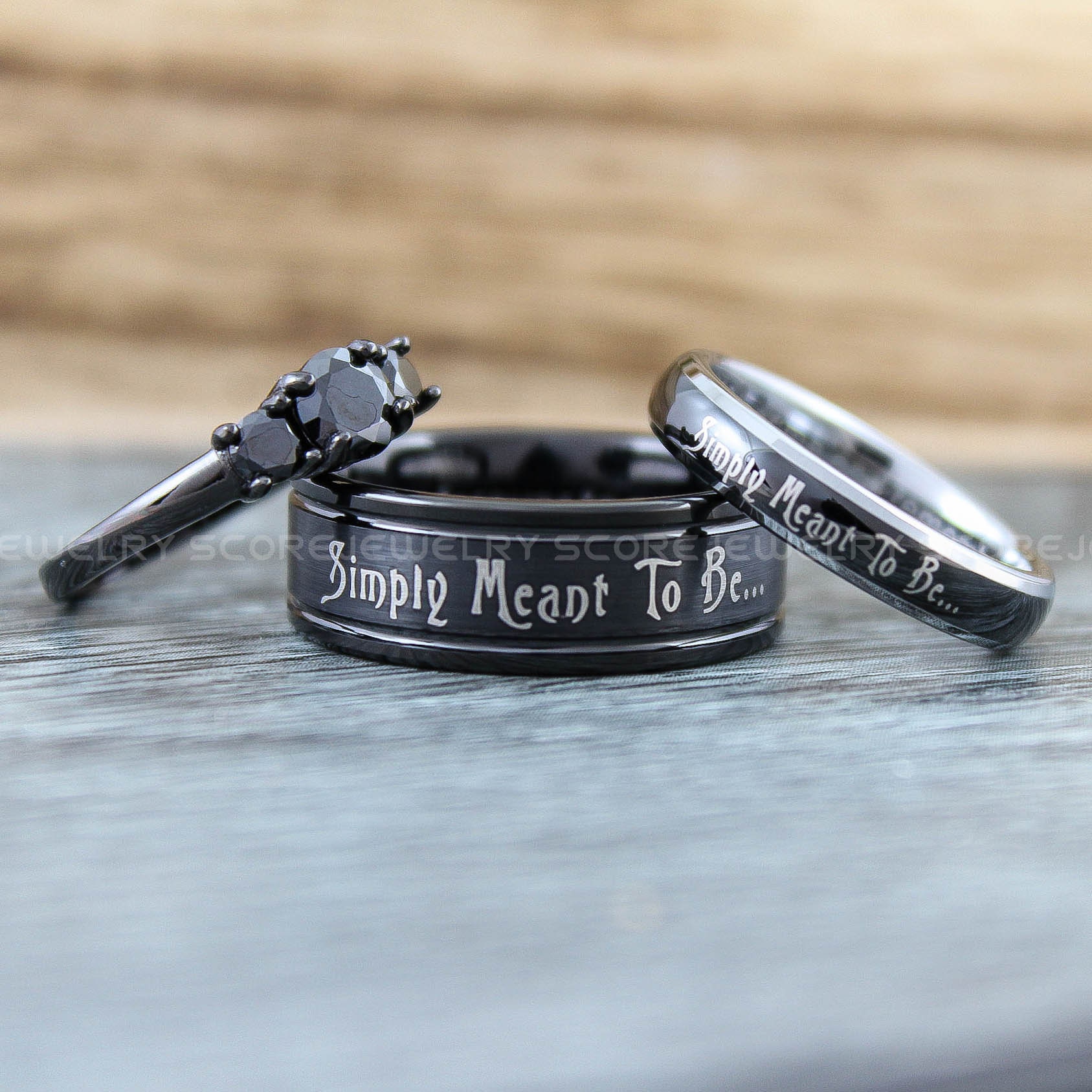 Black Wedding Ring Set Pcs Couples Rings Stainless Steel