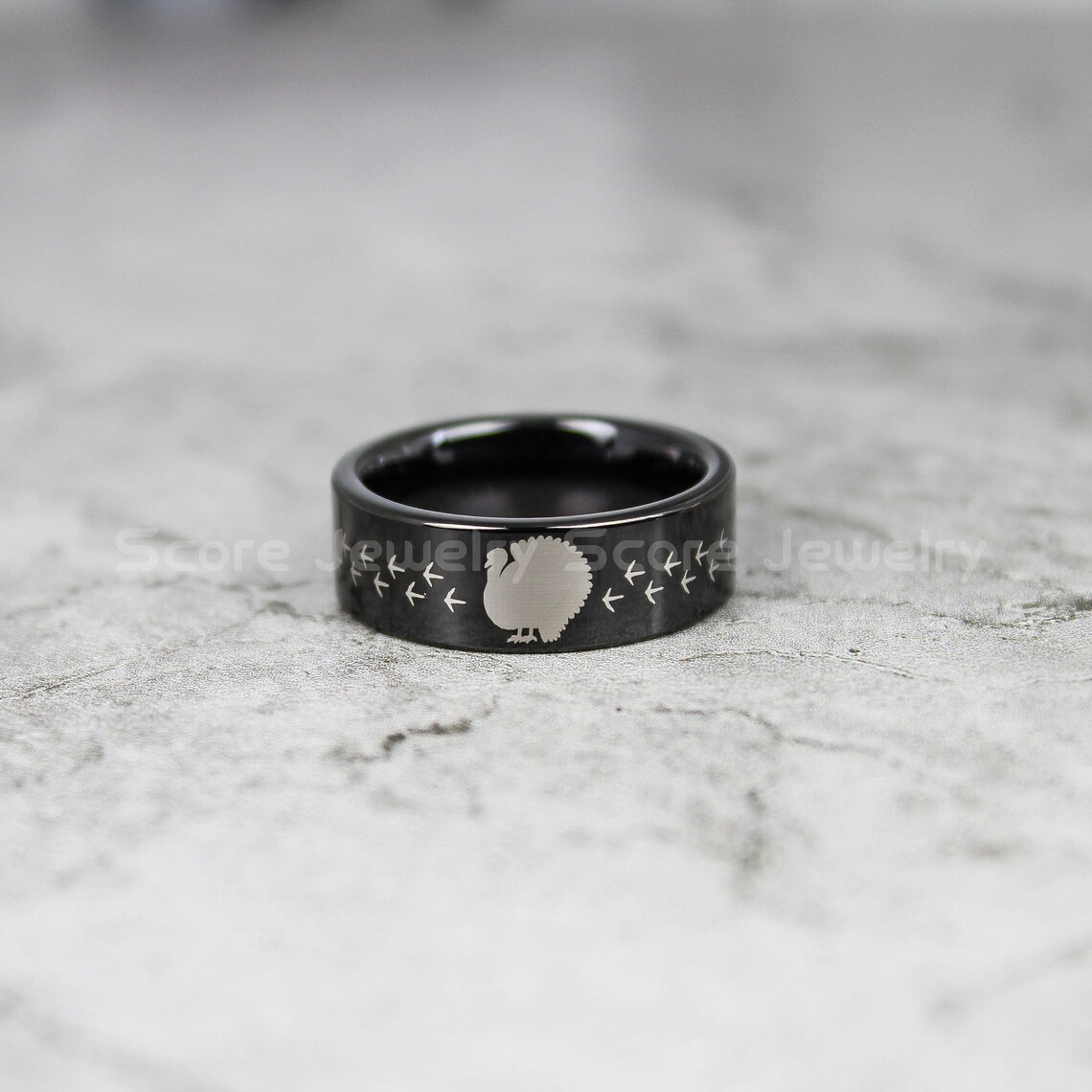 Turkey Ring Wild Turkey Ring Turkey Hunting Ring 8mm Black Etsy