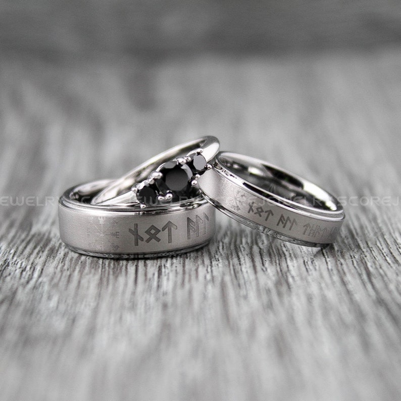 Ring 2 Runes Viking Rings Runes Rings Norsemen Rings 2 Piece Couple Set | Etsy