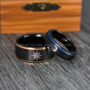 Sun and Moon Rings, Sun Ring, Sun and Moon, Couple Rings, Couple Jewelry, Couple Wedding Bands, Couple Wedding Rings, Matching Rings