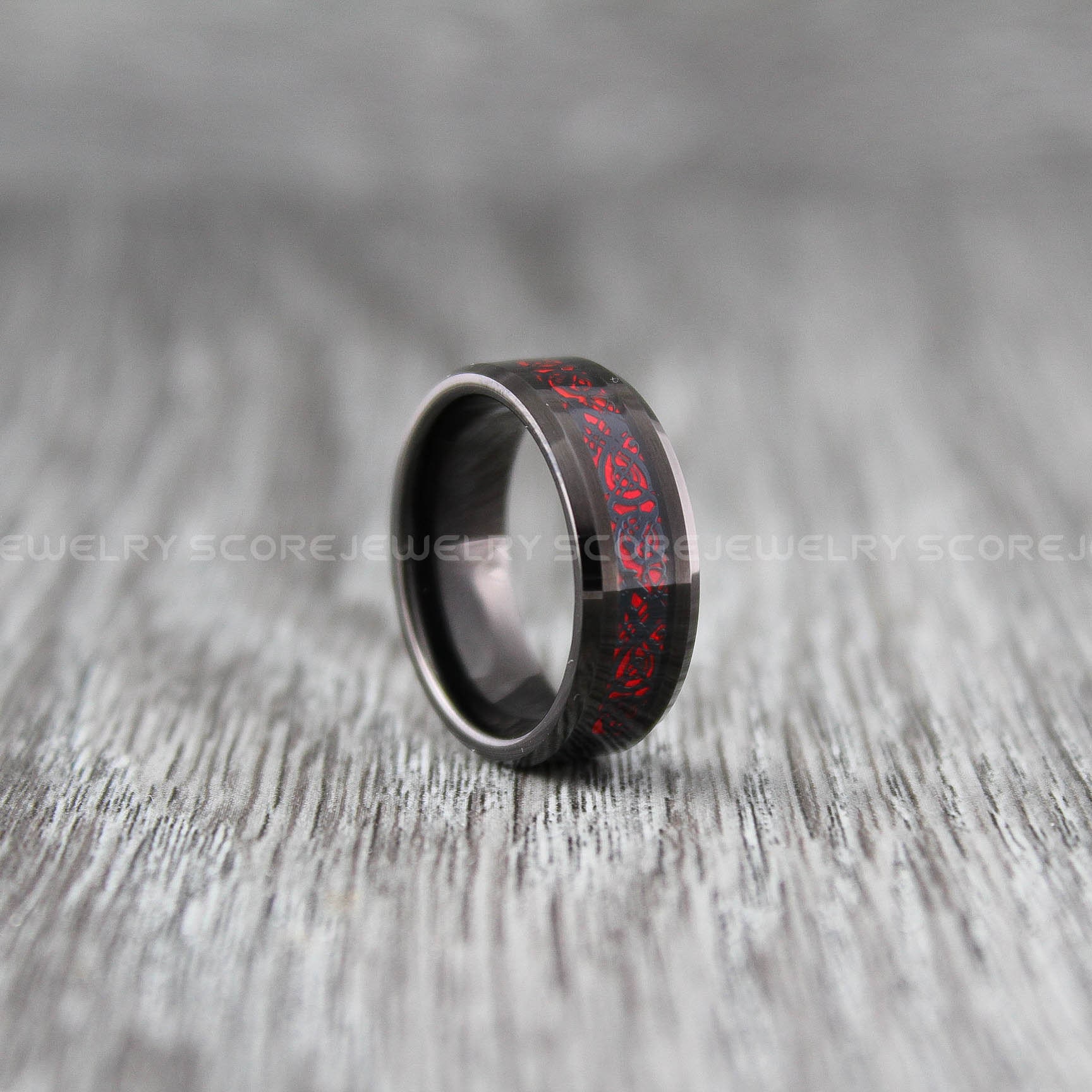 Black Wedding Ring 8mm Black Tungsten Band With Red Center - Etsy