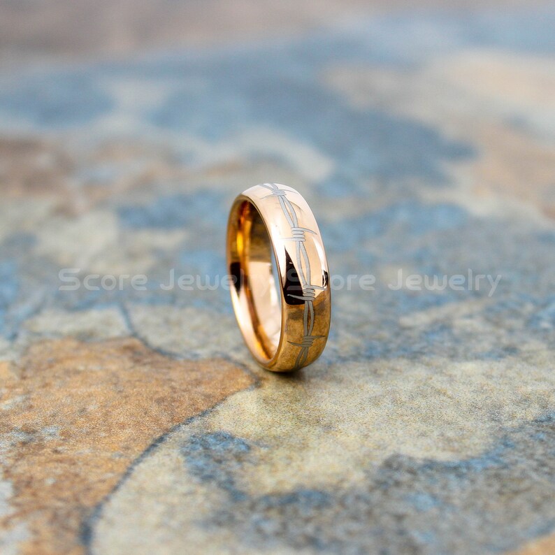 Barbed Wire Ring Barbed Wire Wedding Ring 6mm 14K Rose Gold Etsy
