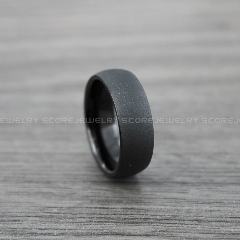 FREE SHIPPING Custom Engraved 2 Piece Couple Set 8mm /& 6mm Tungsten Bands with Domed Edge Sandblasted Finish Tungsten Wedding Bands