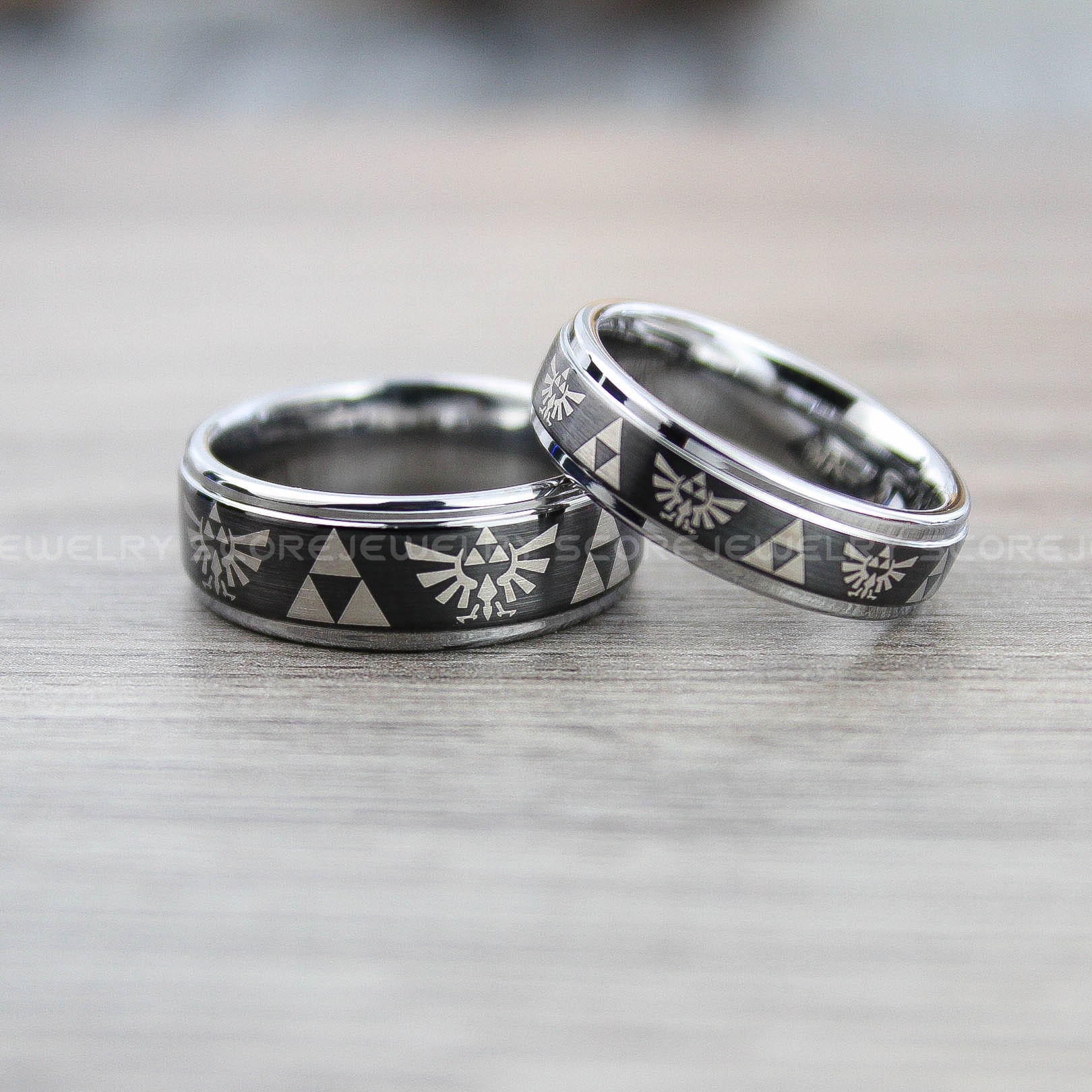Zelda Ring Zelda Wedding Band 2 Piece Couple Ring Set Black Etsy UK