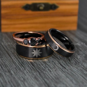Sun and Moon Rings, Sun Ring, Sun and Moon, Couple Rings, Couple Jewelry, Couple Wedding Bands, Couple Wedding Rings, Matching Rings
