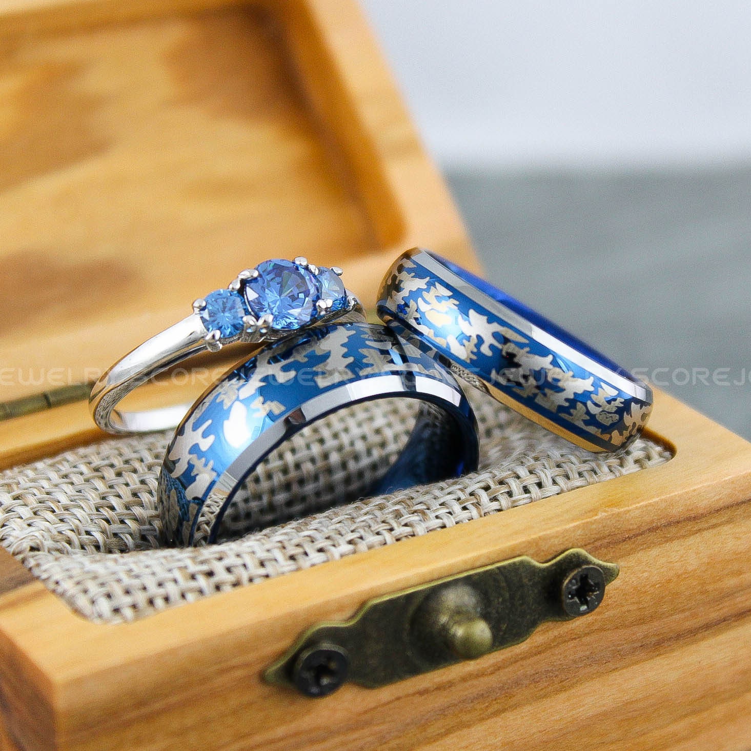 Couples Ring Purple Camo Wedding Ring Sets Tungsten Ring Purple