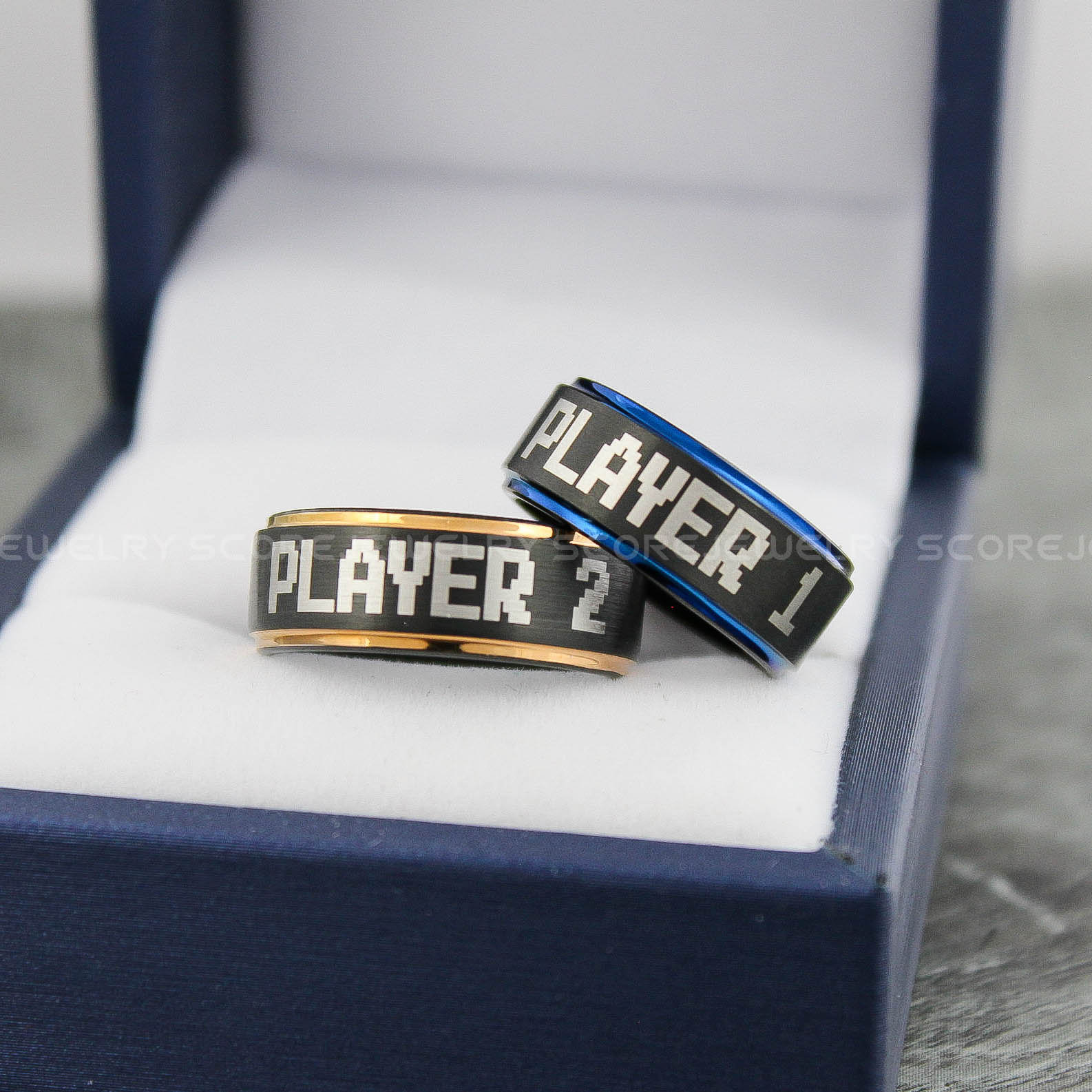 Gamer Rings, Player 1 Player 2 Rings, 2 Piece Couple Set Black Tungsten ...