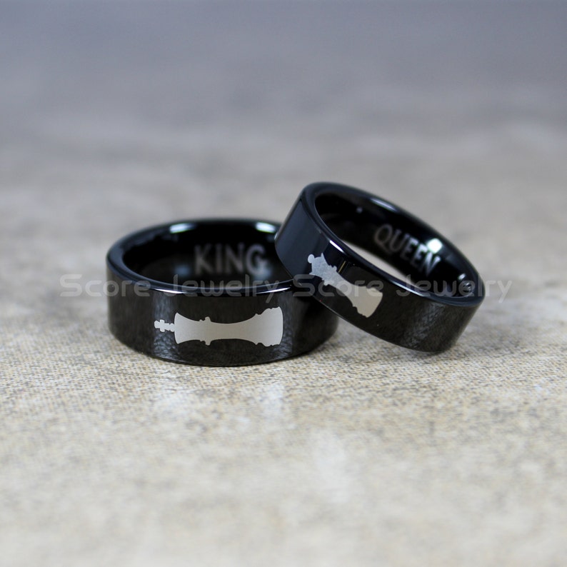 Chess Rings Chess Jewelry 2 Piece Couple Set Black Tungsten - Etsy