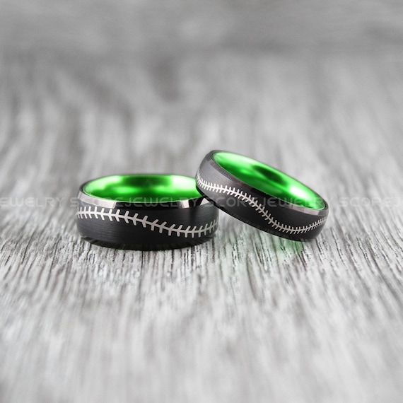 de béisbol Alianzas boda de béisbol Anillos de - Etsy España