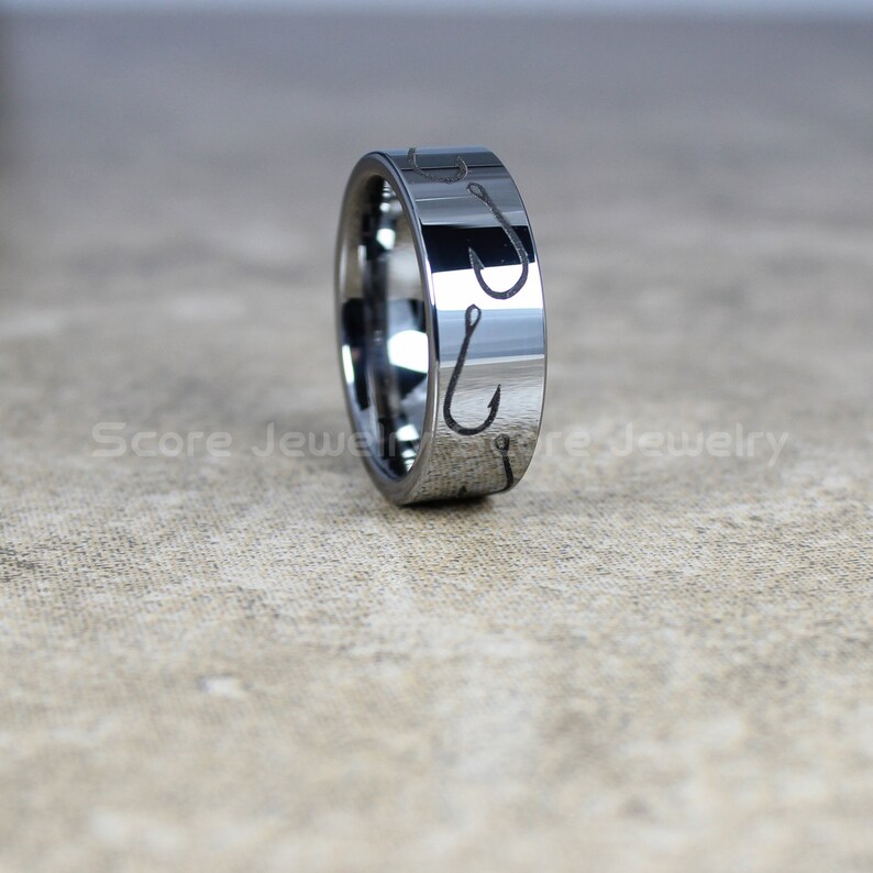 Fishing Ring Fish Hook Ring Fishing Jewelry 8mm Silver Etsy