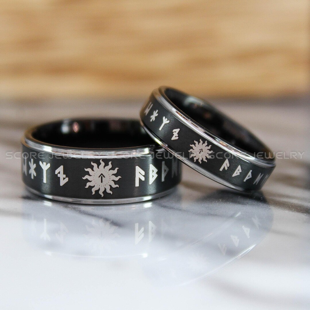 Viking Rings, Runes Rings, Nordic Rings, Couple Rings Couple Wedding ...