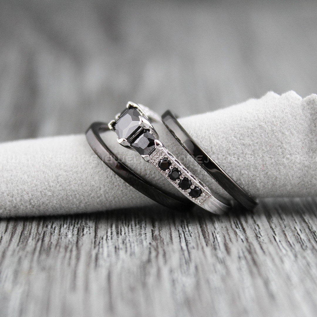 Ladies Bridal Ring Set 3 Piece Ladies Bridal Ring Set 2mm Etsy