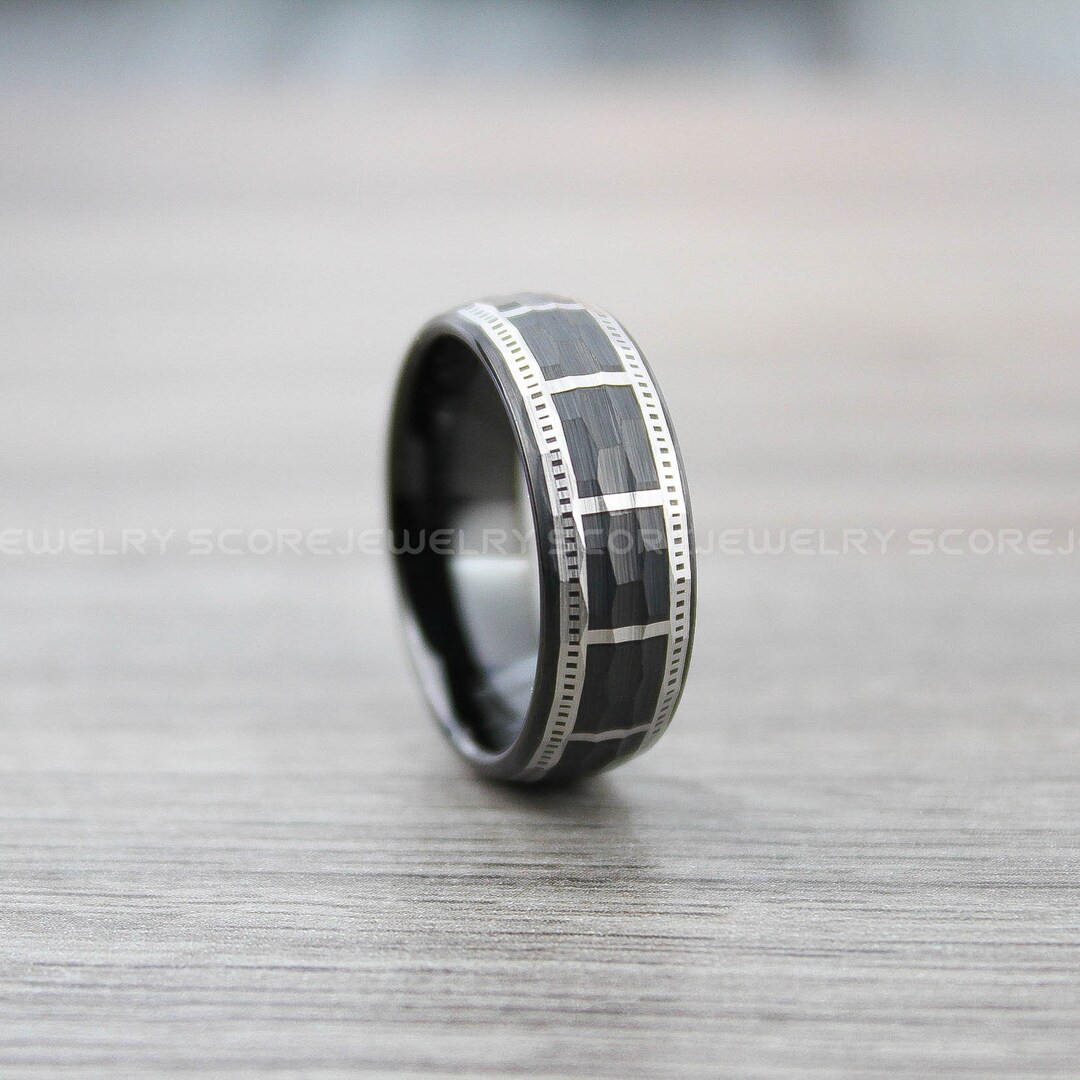 Filmstrip Ring Photography Ring Hammered Tungsten Ring Etsy