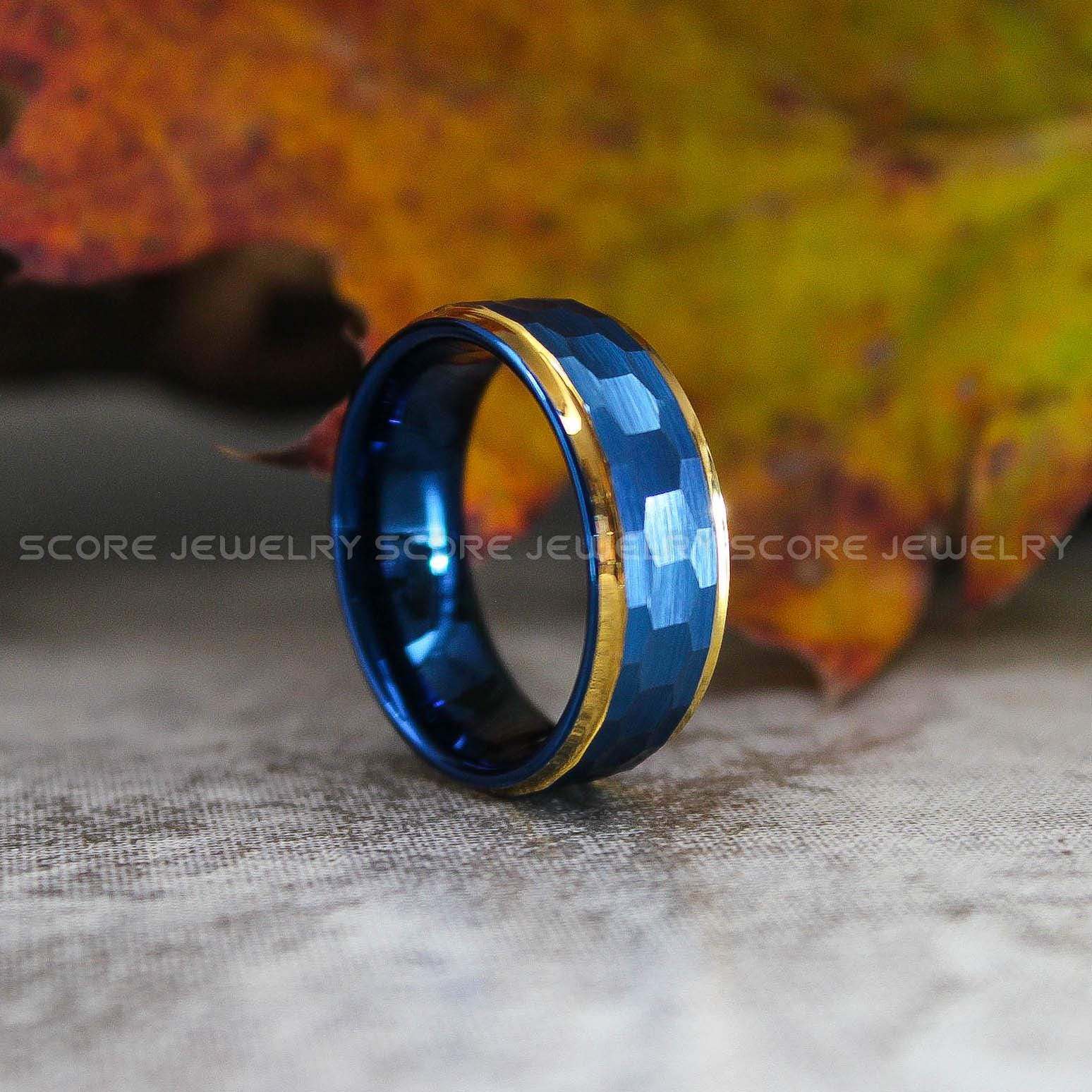 Blue Wedding Rings, Blue Wedding Bands, Couple Wedding Rings, Matching ...