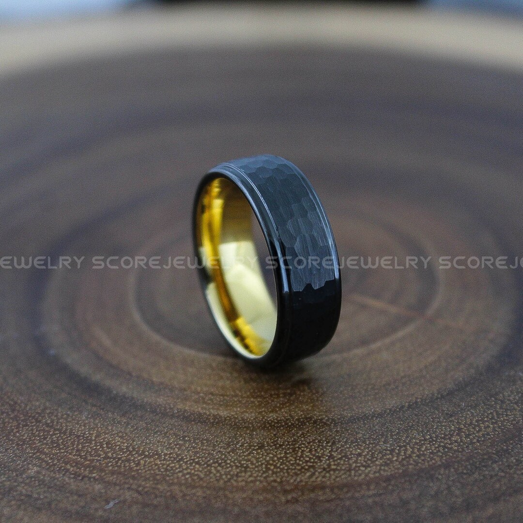 Mens Wedding Ring Black Wedding Ring Black Wedding Band His Etsy