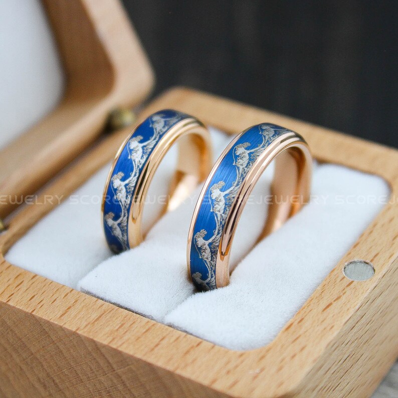 Wave Rings, Ocean Wave Rings, Beach Jewelry, 3 Piece Couple Set Rose ...