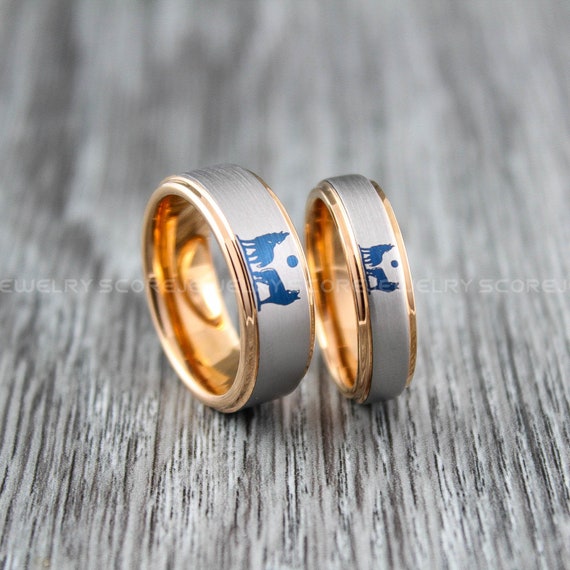 Howling Wolves Rings, Wolf Rings, Wolves Rings, Piece Couple Set