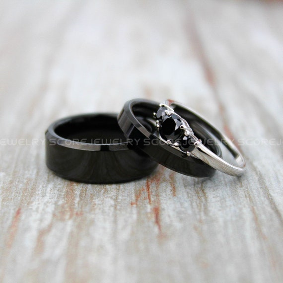 His & Hers Stainless Steel Promise Rings – 'Sally & Jack' Matching Couple Bands For Anniversaries - View #9