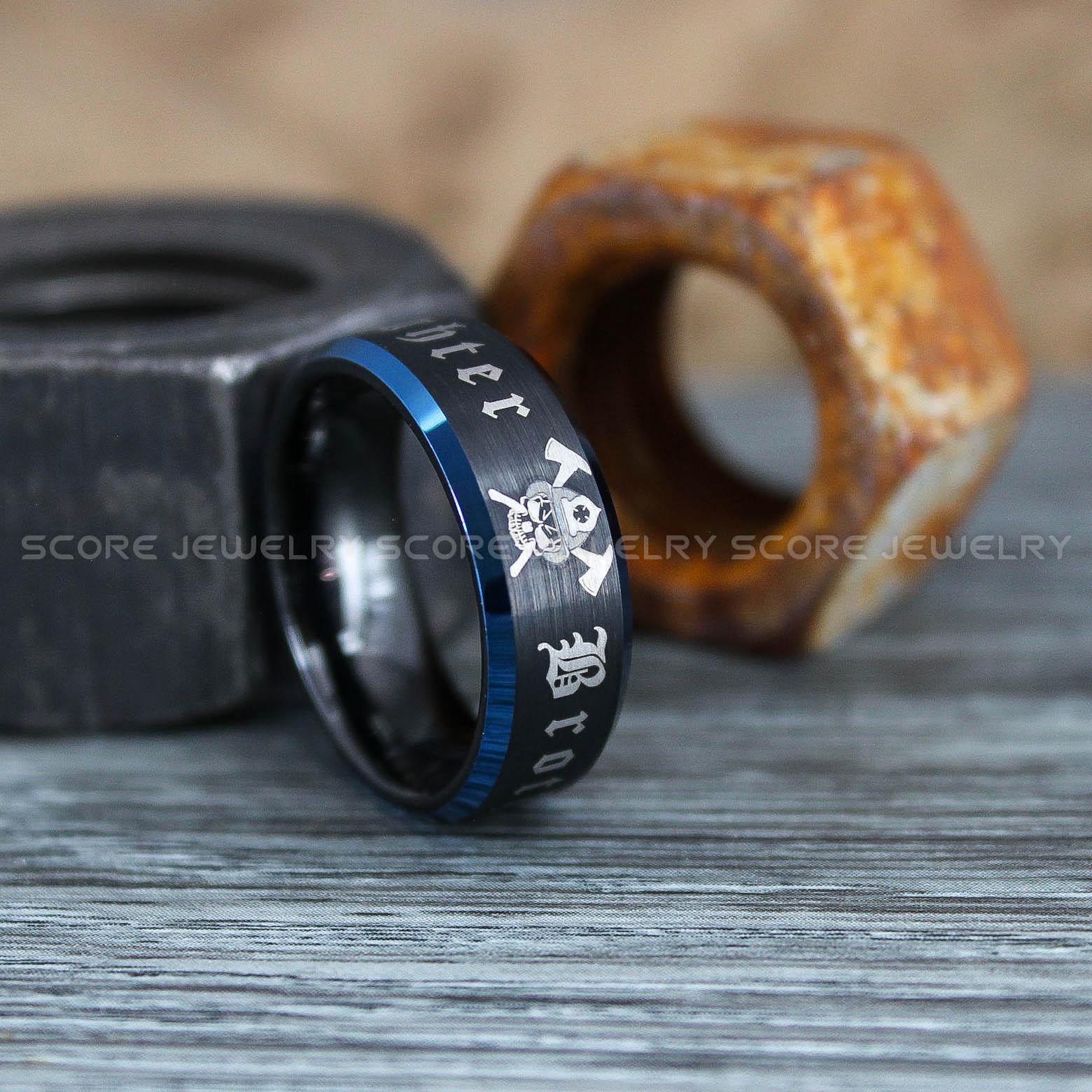 Fireman Ring, Fireman Jewelry, Black Tungsten Band, Black Tungsten Fireman Ring, Fireman Jewelry, Black Tungsten Band, Black Tungsten