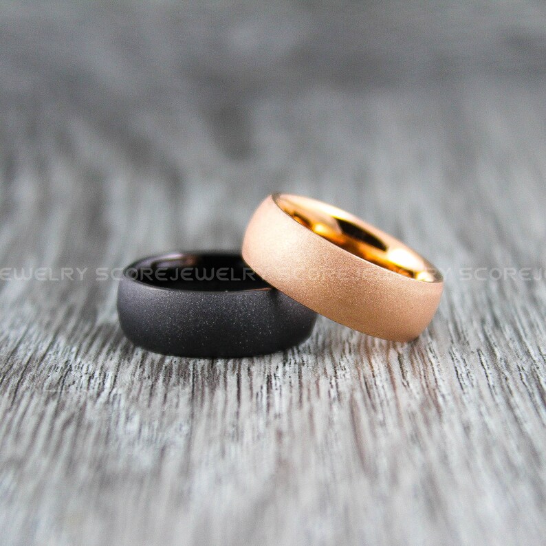 Sandblast Ring Sandblasted Wedding Band 14K Rose Gold Etsy
