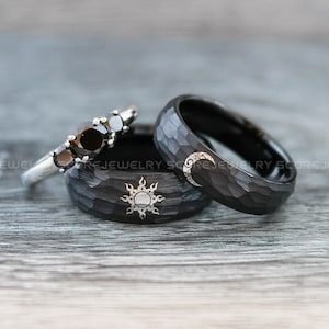 Anillos de sol y luna, anillo de sol, anillo de luna, joyas de sol y luna, anillos de pareja, alianzas de boda para pareja, anillos de pareja a juego, joyas para pareja
