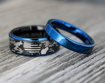 Juego Anillos Boda Pareja Black Gold Cz Titanium | Cuotas Sin Interés