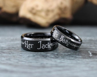 Jack and Sally Rings, Couple Rings, Couple Jewelry, Piece Couple