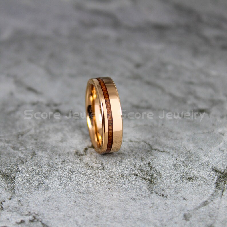 Wood Wedding Ring 2 Piece Couple Set Tungsten Wedding Bands Etsy