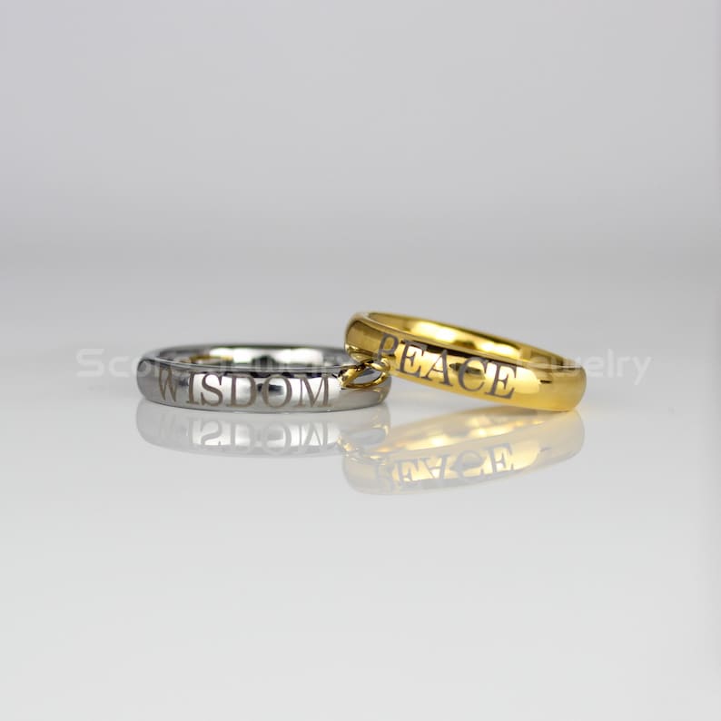 2mm Tungsten Band 2mm 14K Rose Gold Tungsten Band with Flat Edge and Custom Laser Engraving INSIDEOUTSIDE Ring