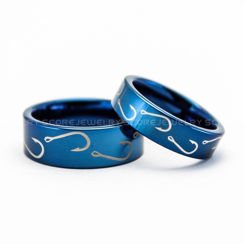 Fishing Rings Fish Hooks Rings 2 Piece Couple Set 8mm & 6mm Etsy